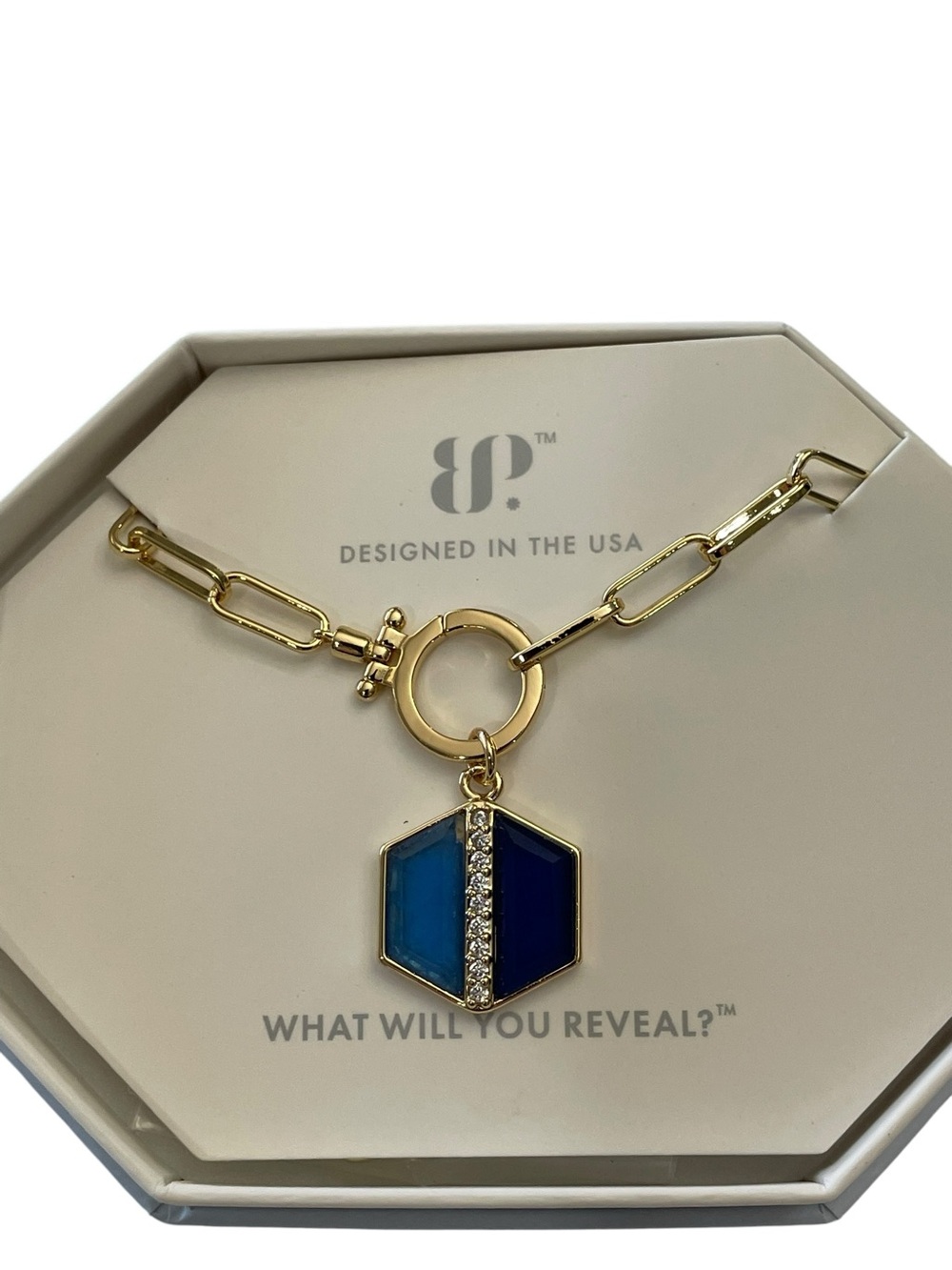 Bomb Party OG Necklace NK73141 “Proof of Impending Impact” Gold/Sapphire, New